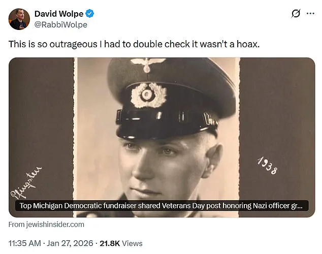 Controversy Resurfaces as Top Michigan Democrat's Nazi-Linked Grandfather Honored in Veterans Day Tribute